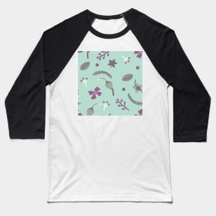 Folk Art Flowers Green Baseball T-Shirt